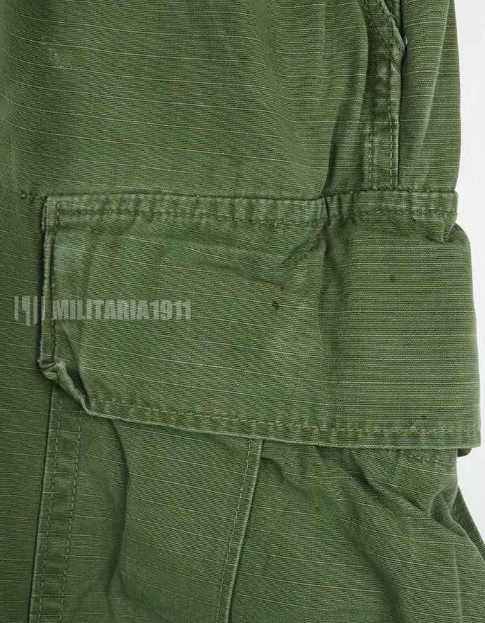 実物　後期型　リップストップ生地　ジャングルファティーグ　パンツ　M-L 裾紐なし　良いコンディション 1969年契約