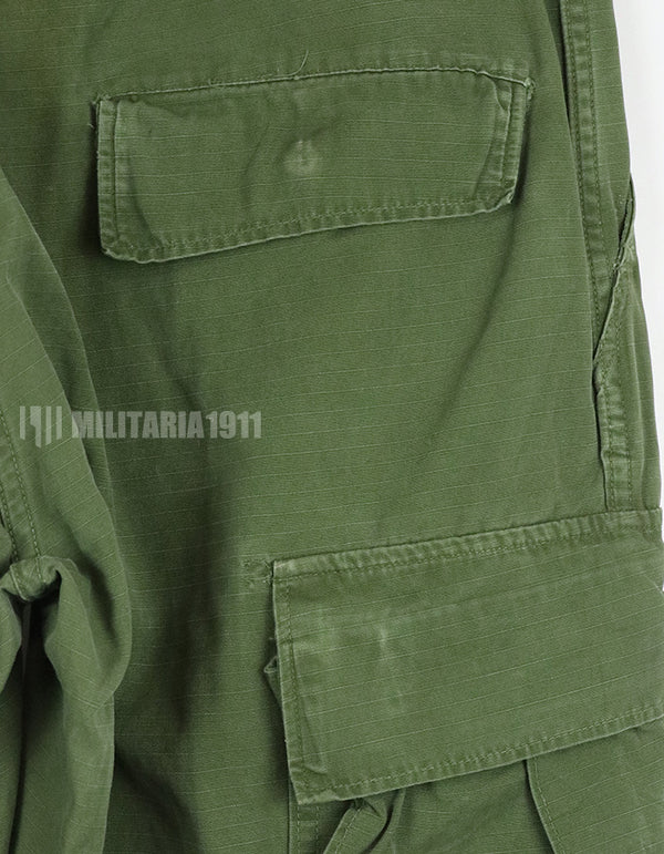 実物　後期型　リップストップ生地　ジャングルファティーグ　パンツ　M-L 裾紐なし　良いコンディション 1969年契約