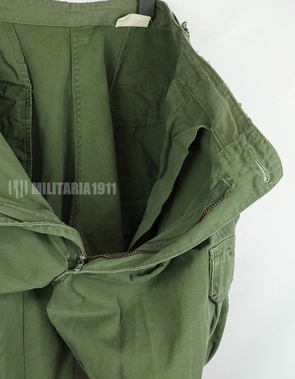 実物　後期型　リップストップ生地　ジャングルファティーグ　パンツ　M-L 裾紐なし　良いコンディション 1969年契約