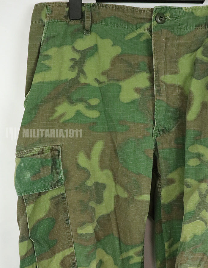 実物　アメリカ軍　ERDL ジャングルファティーグパンツ　使用感あり　リップストップ生地　1968年契約