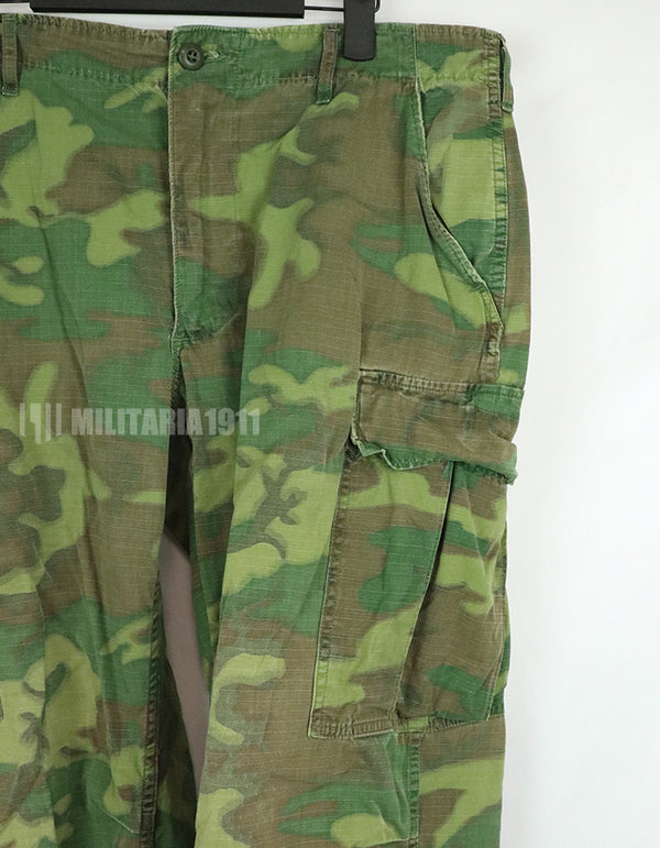 実物　アメリカ軍　ERDL ジャングルファティーグパンツ　使用感あり　リップストップ生地　1968年契約