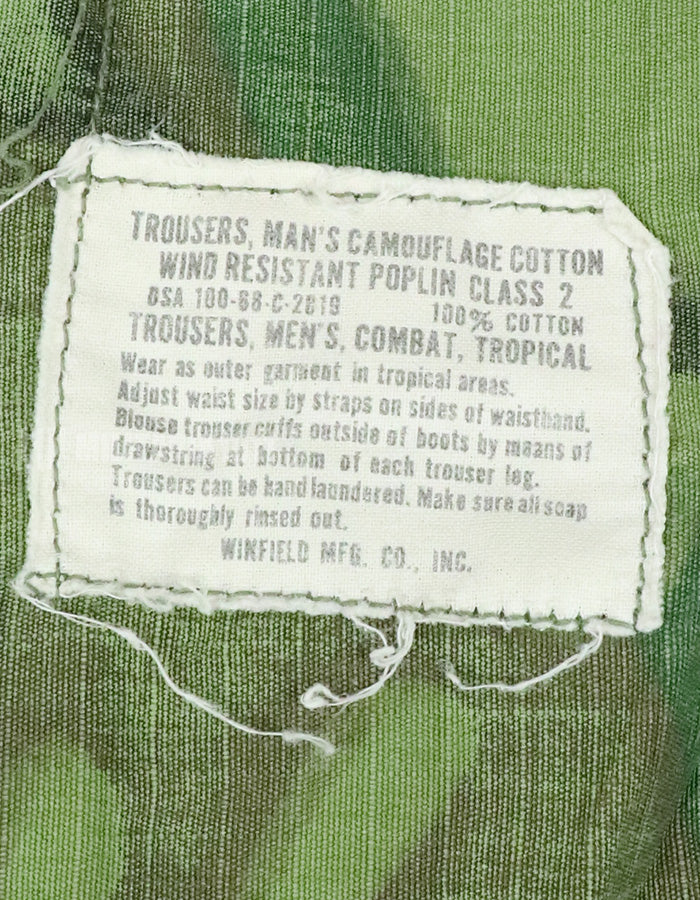 実物　アメリカ軍　ERDL ジャングルファティーグパンツ　使用感あり　リップストップ生地　1968年契約