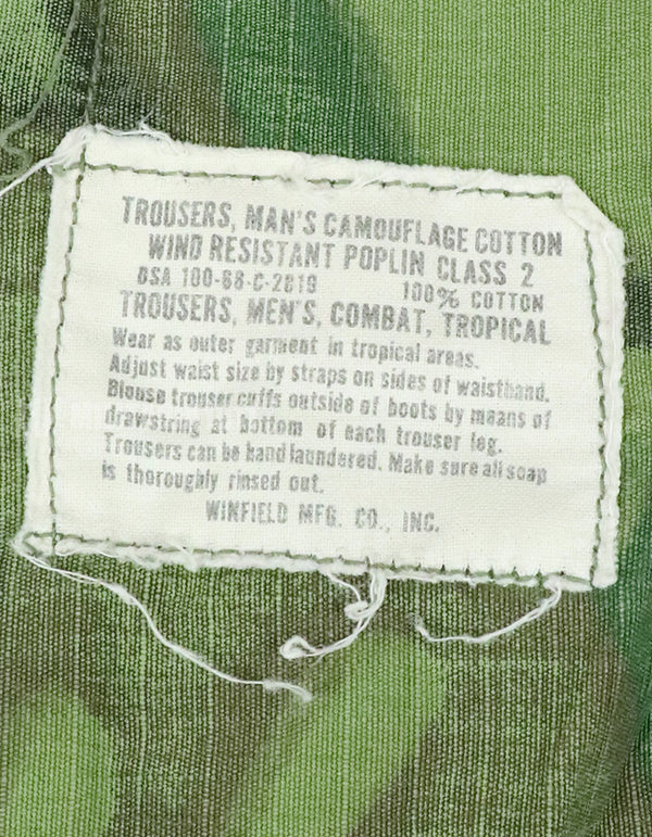 実物　アメリカ軍　ERDL ジャングルファティーグパンツ　使用感あり　リップストップ生地　1968年契約