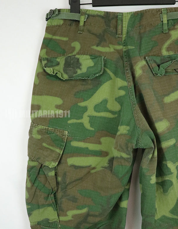 実物　アメリカ軍　ERDL ジャングルファティーグパンツ　使用感あり　リップストップ生地　1968年契約 B
