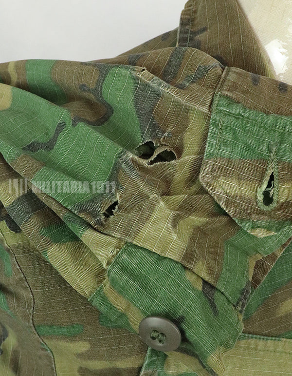 実物　アメリカ軍　1970年製　ERDL　ジャングルファティーグジャケット　使用感あり　中古品 ブラウンリーフ
