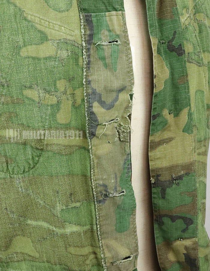 実物　アメリカ軍　1970年製　ERDL　ジャングルファティーグジャケット　使用感あり　中古品 ブラウンリーフ