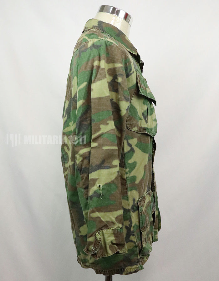 実物　アメリカ軍 USMC　製造年不明　ERDL　ジャングルファティーグジャケット 使用感あり　中古品 グリーンリーフ