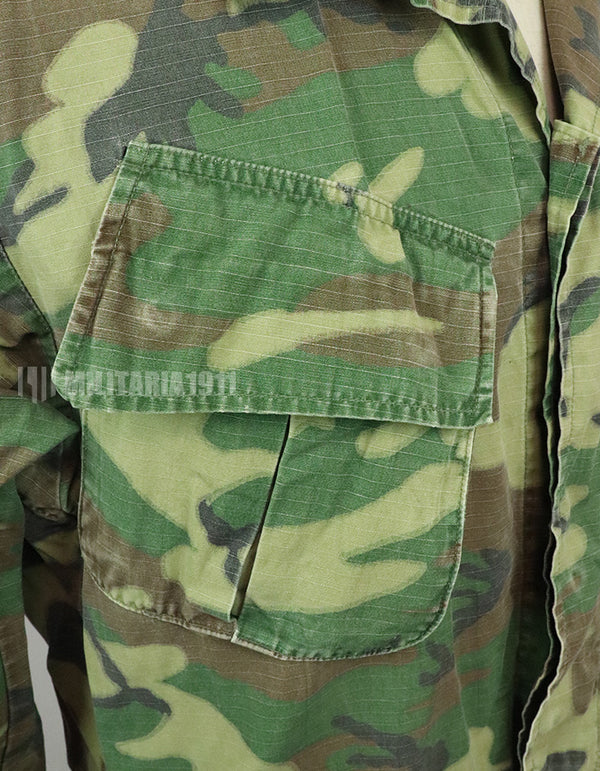 実物　アメリカ軍 USMC　製造年不明　ERDL　ジャングルファティーグジャケット 使用感あり　中古品 グリーンリーフ