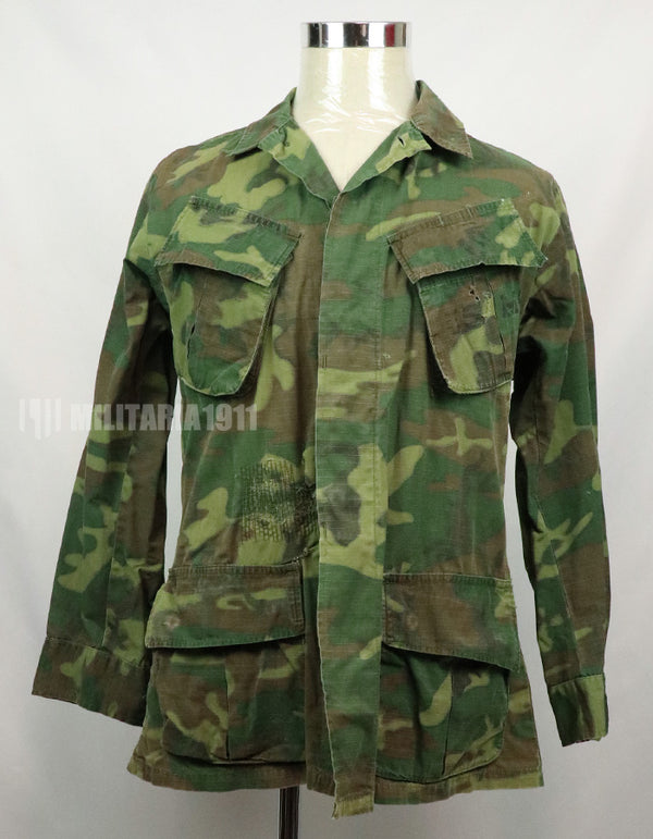実物　アメリカ軍 USMC　1969年製　ERDL　ジャングルファティーグジャケット 使用感あり　中古品 グリーンリーフ