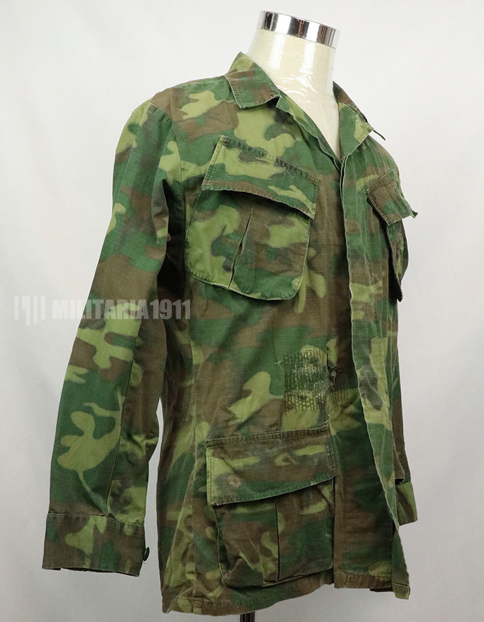 実物　アメリカ軍 USMC　1969年製　ERDL　ジャングルファティーグジャケット 使用感あり　中古品 グリーンリーフ