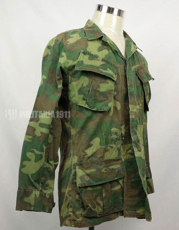 実物　アメリカ軍 USMC　1969年製　ERDL　ジャングルファティーグジャケット 使用感あり　中古品 グリーンリーフ