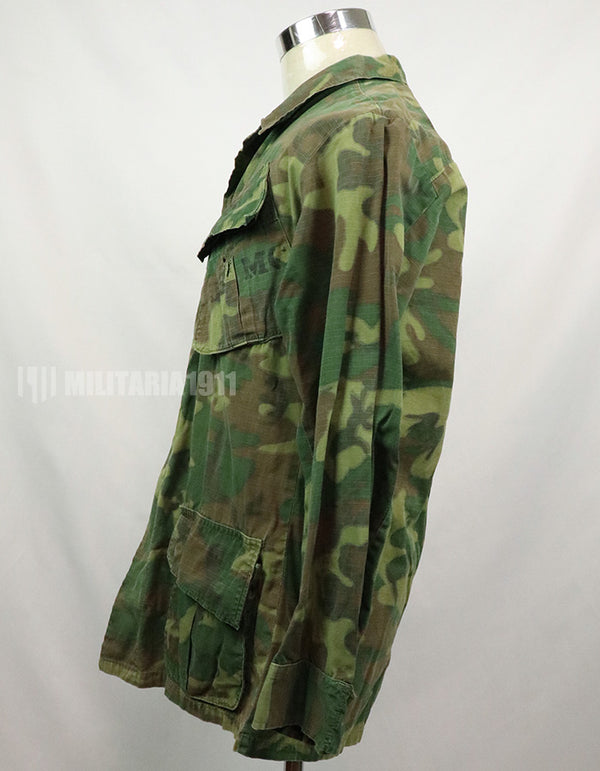 実物　アメリカ軍 USMC　1969年製　ERDL　ジャングルファティーグジャケット 使用感あり　中古品 グリーンリーフ