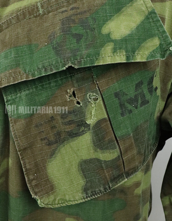 実物　アメリカ軍 USMC　1969年製　ERDL　ジャングルファティーグジャケット 使用感あり　中古品 グリーンリーフ