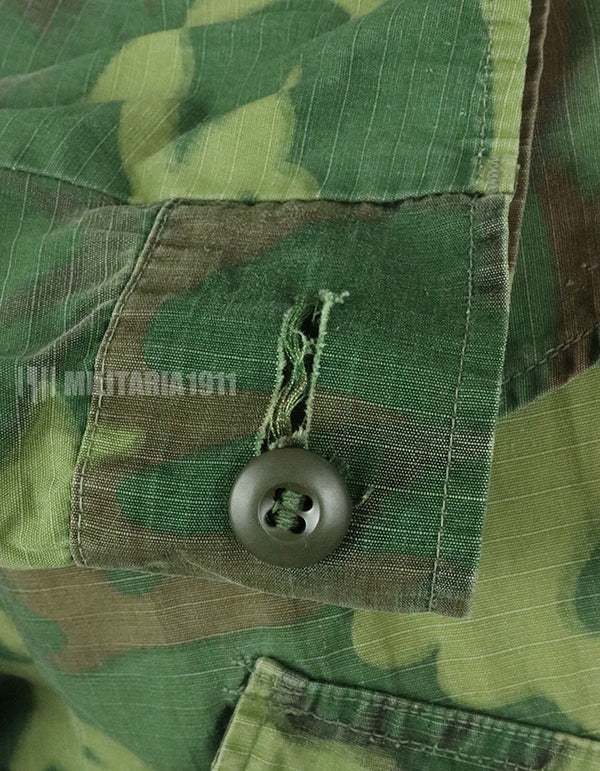 実物　アメリカ軍 USMC　1969年製　ERDL　ジャングルファティーグジャケット 使用感あり　中古品 グリーンリーフ