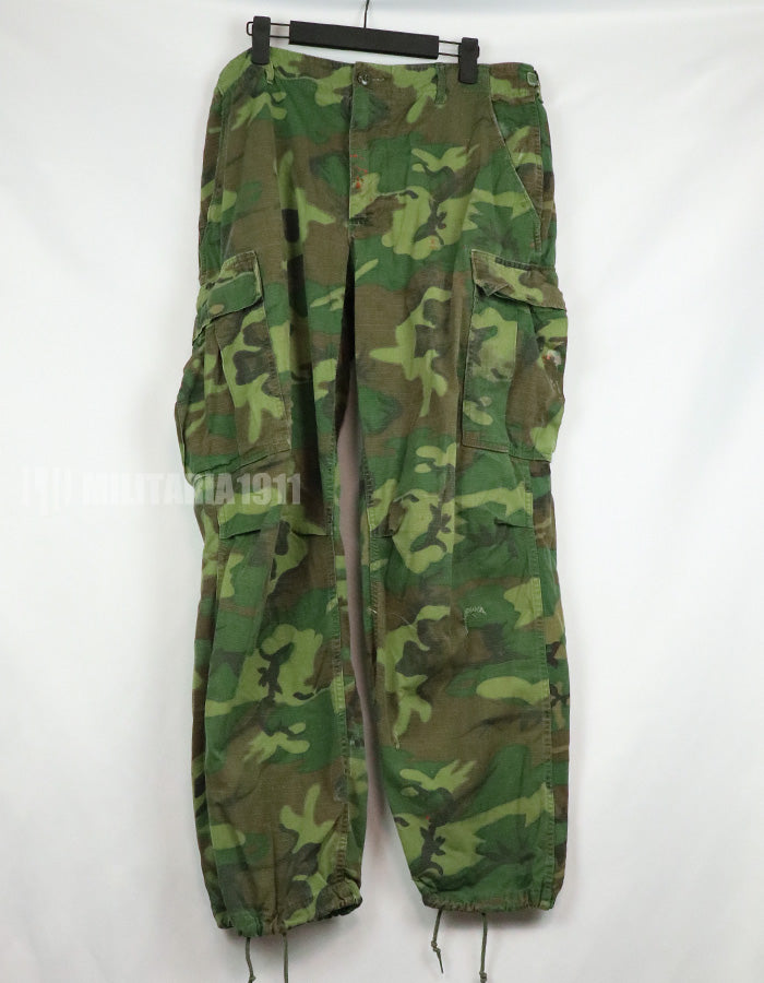 実物　アメリカ軍 USMC　1969年製　ERDL　ジャングルファティーグパンツ　グリーンリーフ　使用感あり　汚れあり