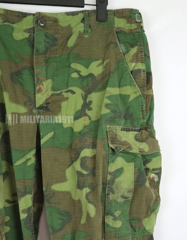実物　アメリカ軍 USMC　1969年製　ERDL　ジャングルファティーグパンツ　グリーンリーフ　使用感あり　汚れあり