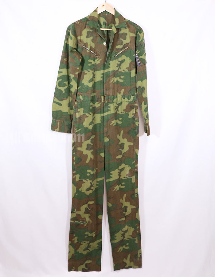 実物　南ベトナム空軍　ERDL　ローカルメイドフライトスーツ　汚れ、ジッパー・ボタン破損あり