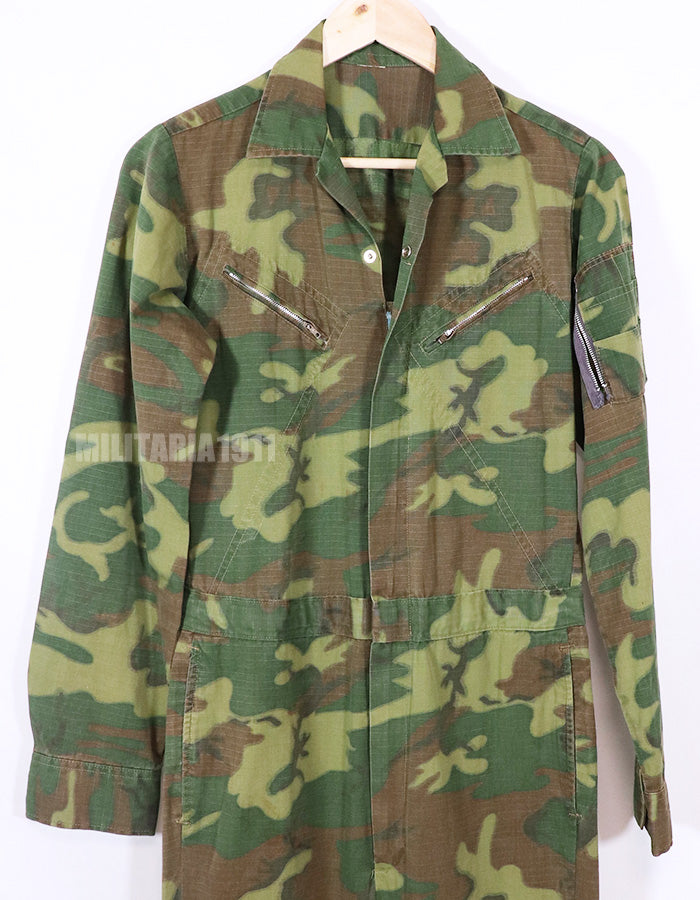 実物　南ベトナム空軍　ERDL　ローカルメイドフライトスーツ　汚れ、ジッパー・ボタン破損あり