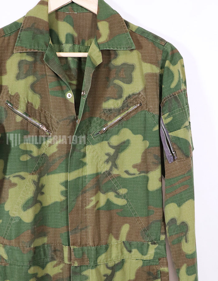 実物　南ベトナム空軍　ERDL　ローカルメイドフライトスーツ　汚れ、ジッパー・ボタン破損あり