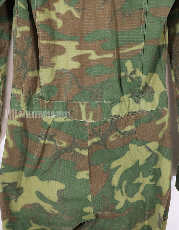 実物　南ベトナム空軍　ERDL　ローカルメイドフライトスーツ　汚れ、ジッパー・ボタン破損あり