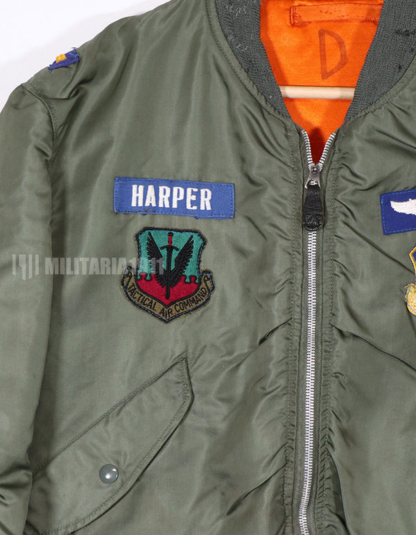 実物　1972年製　アメリカ空軍　L-2B  フライトジャケット　徽章付き（後付け）