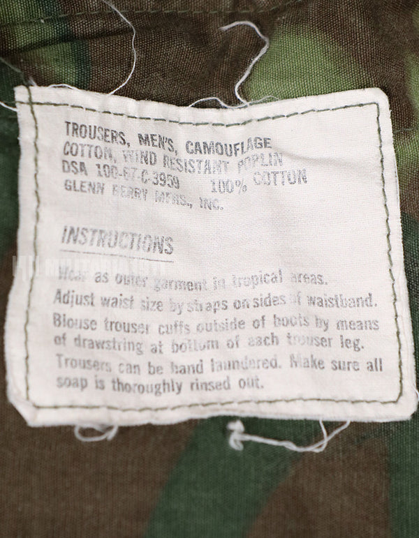 実物　1967年 ポップリン製　ERDL ジャングルファティーグパンツ　ジップフライ