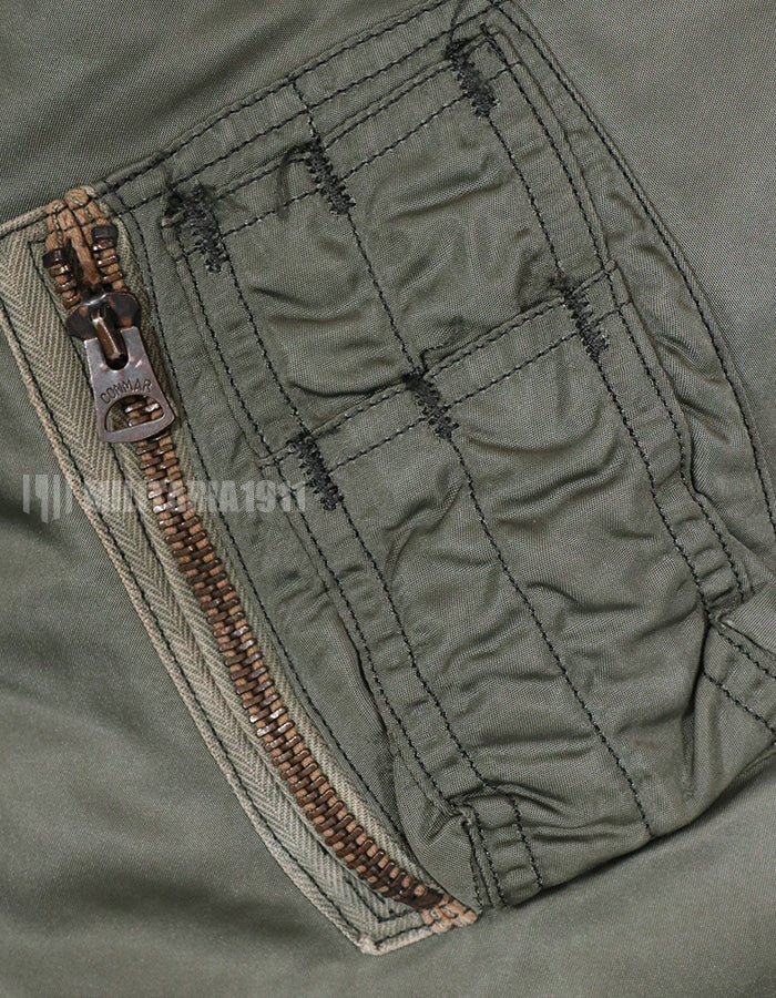 実物　1965年製　アメリカ空軍　L-2B　フライトジャケット ニットレストア　ジッパー破損