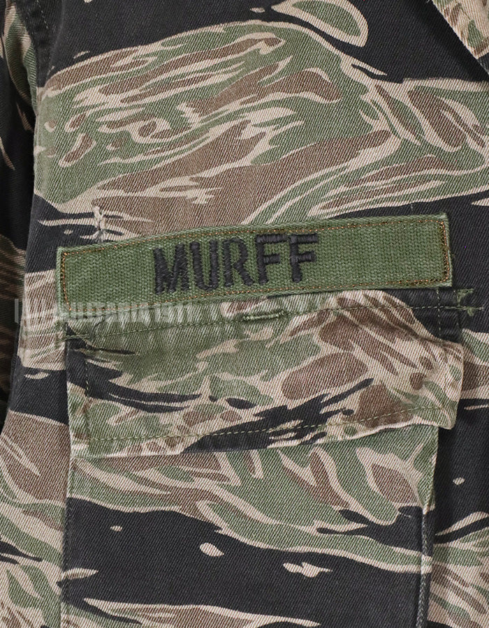 実物　シルバータイガーストライプ　シャツ　状態良い　USNパッチ付き　タイガーストライプ