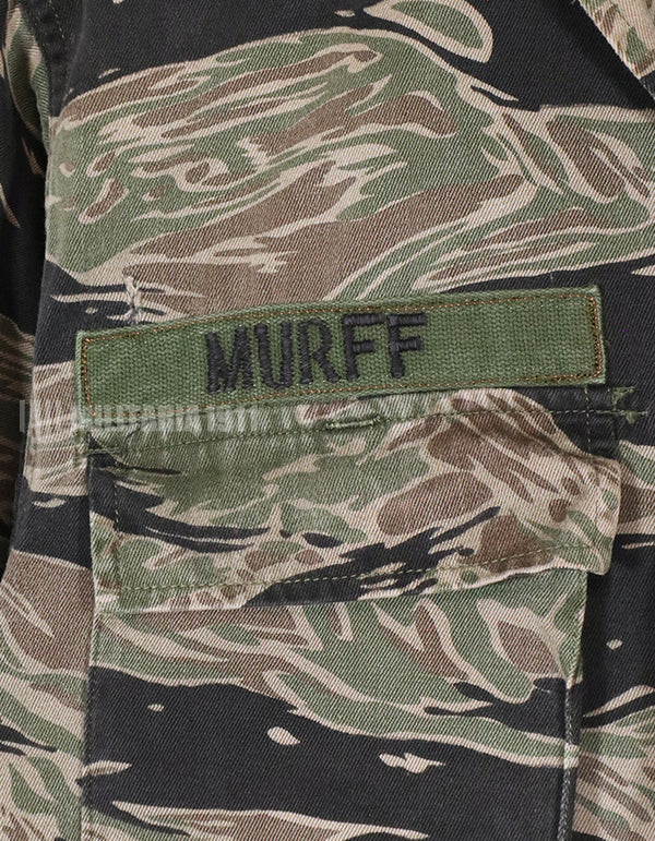 実物　シルバータイガーストライプ　シャツ　状態良い　USNパッチ付き　タイガーストライプ