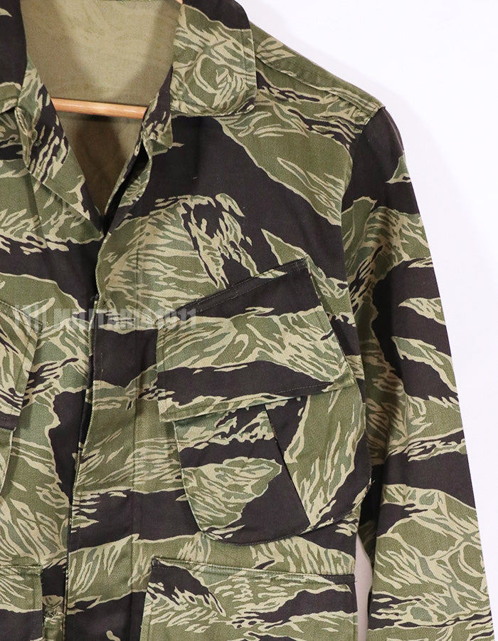 真贋不明点あり　実物生地　沖縄CISOタイガー　タイガーストライプ　ファティーグジャケット　状態良い