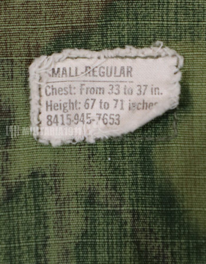 実物　1969年製 アメリカ陸軍　ERDL リップストップ生地　迷彩ジャケット　パッチ付き（後付け）