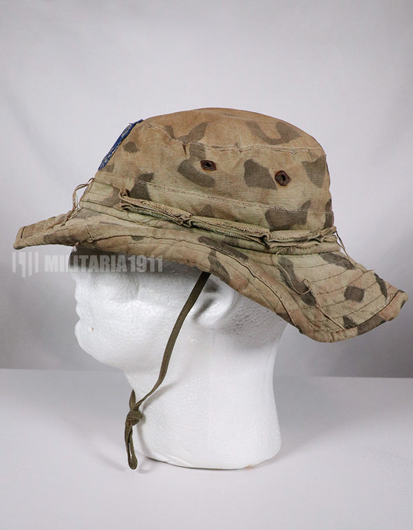 Real South Vietnam National Field Police Cloud Camouflage Boonei Hat with Patch (retrofitted)