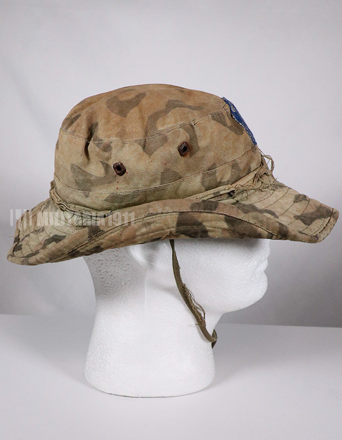 Real South Vietnam National Field Police Cloud Camouflage Boonei Hat with Patch (retrofitted)